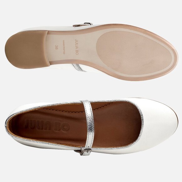 Women's white leather ballet flats, Mary Jane shoes, EU 41/US 10 - Picture 1 of 3